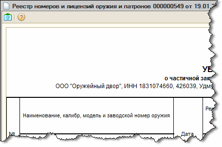 Уведомление о частичной закупке оружия (патронов) юридическим лицом